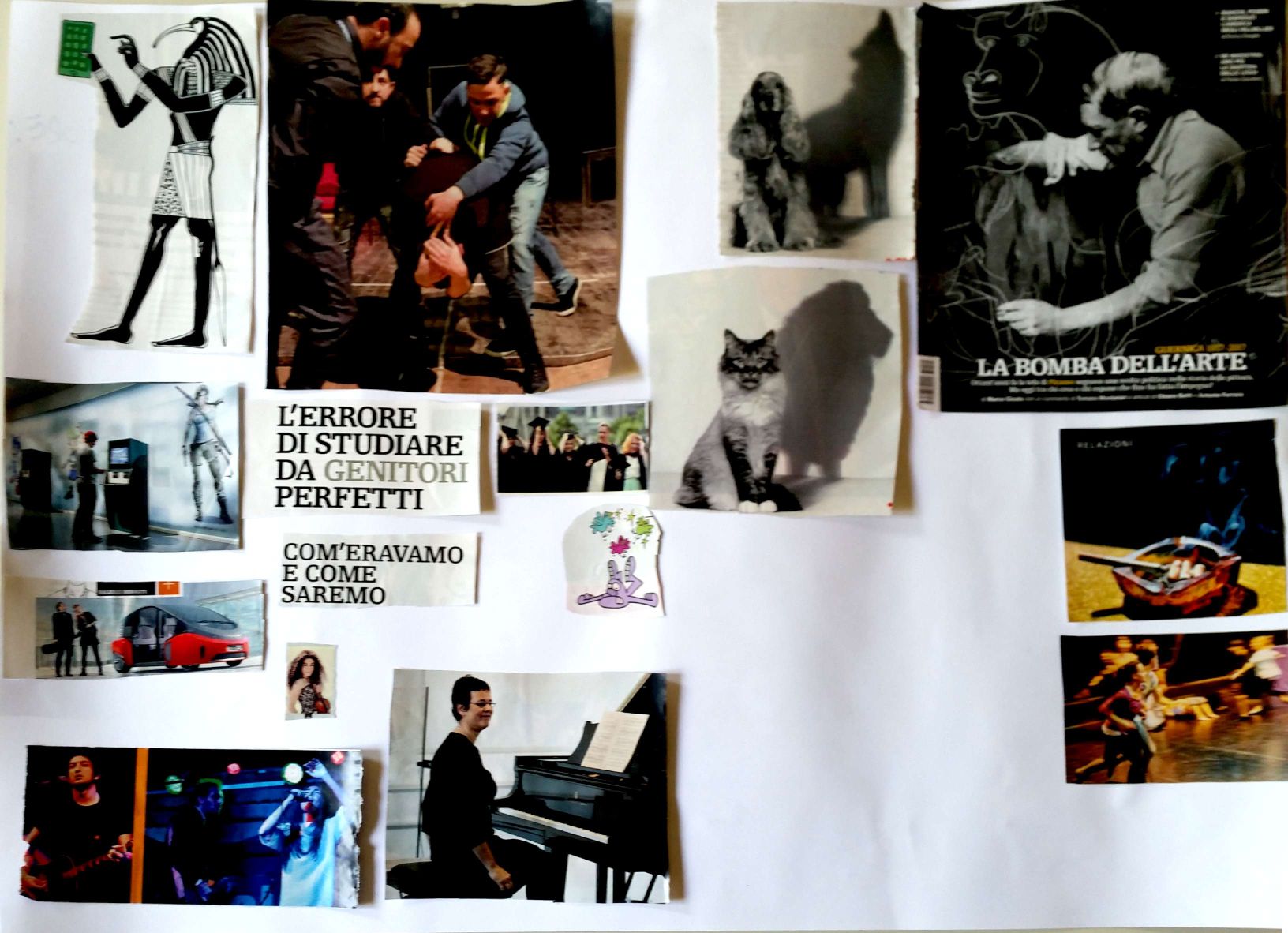 Cartellone sull'orientamento realizzato con collage da alcuni genitori di studenti di seconda media (retro).